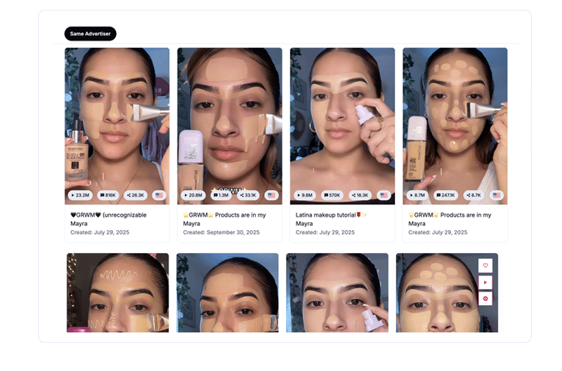 ad variations in tiktok explorer