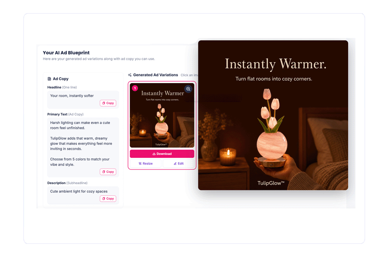 Find the product, find the angle, then build the ad with AI Ads Blueprint