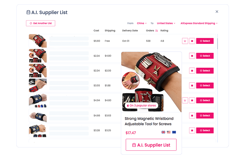 machine learning supplier list