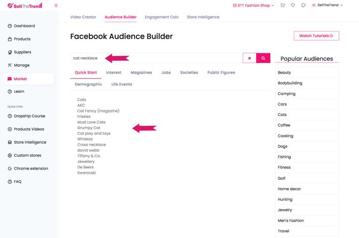 Dropshipping Facebook Audience Builder Sell The Trend