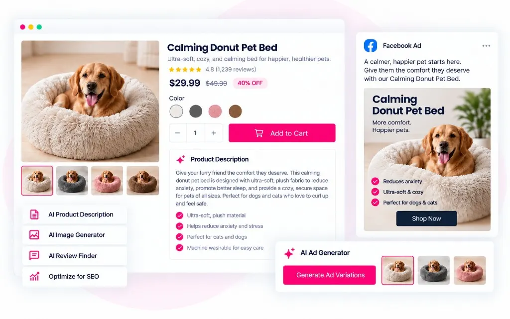 Create product pages and ads with AI