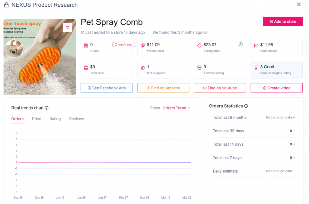 Peigne de pulvérisation pour animaux de compagnie
