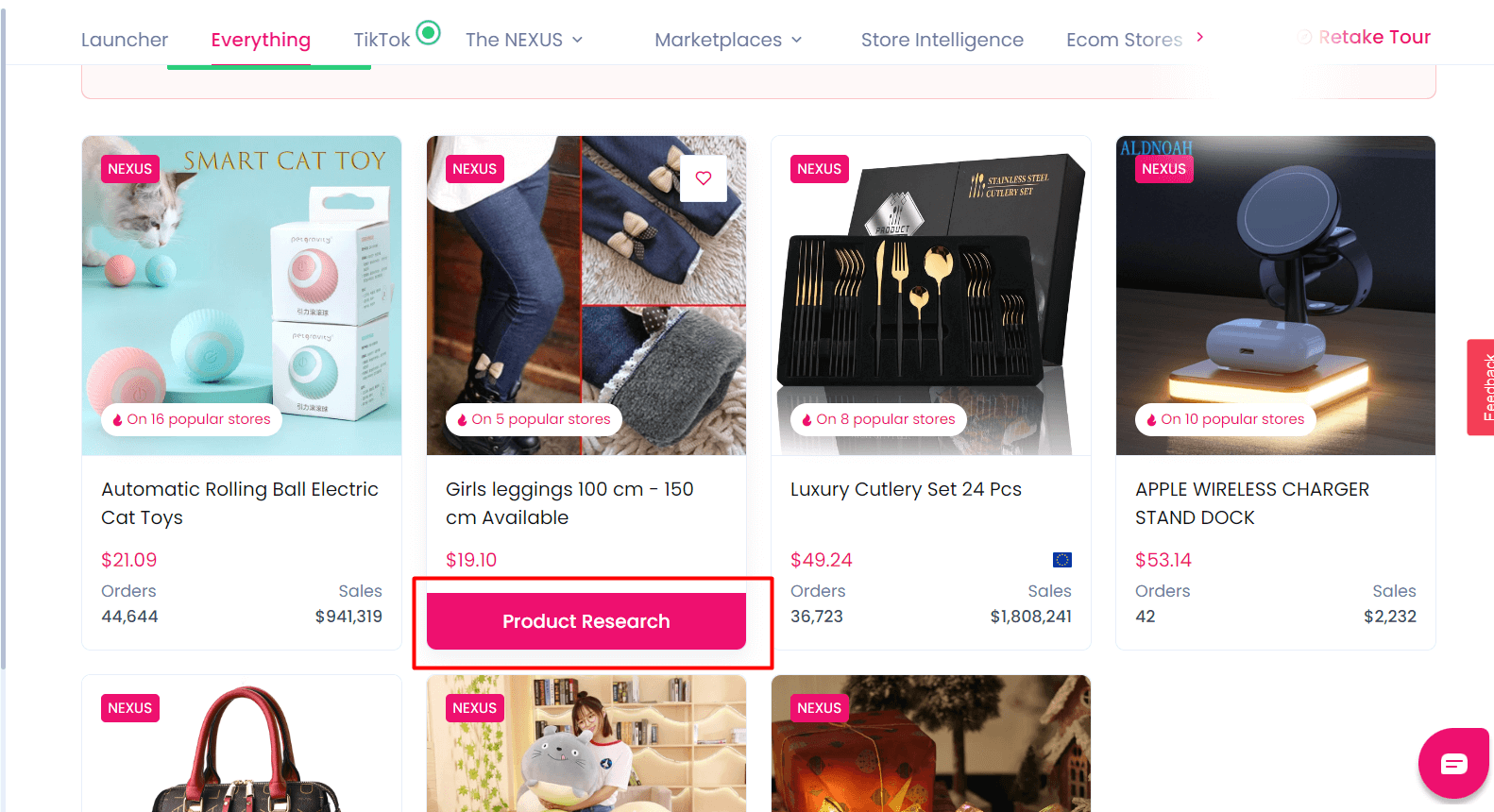 Vendre les tendances Recherche de produits