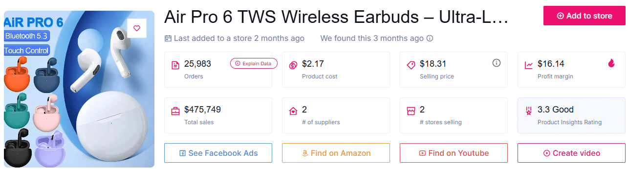 سماعات أذن Air Pro 6 TWS خفيفة الوزن للغاية