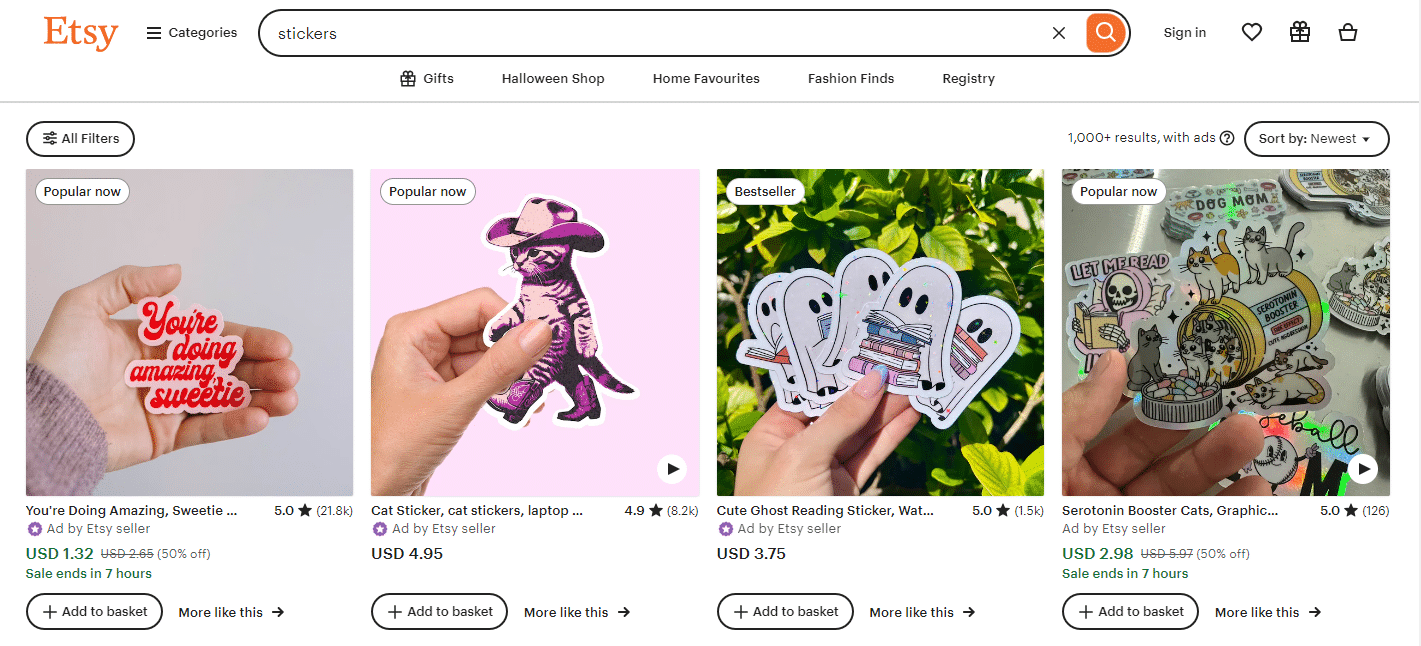 Des autocollants sur Etsy.