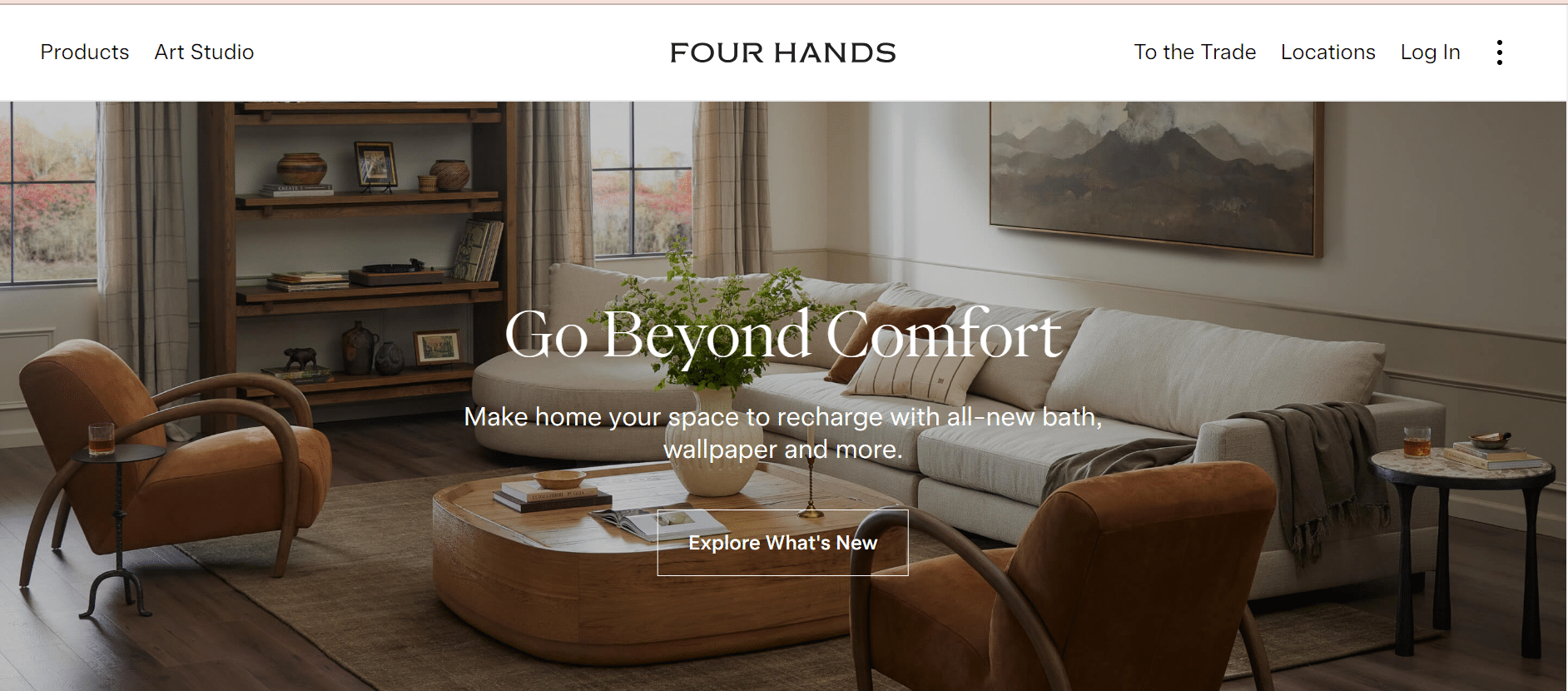 Capture d’écran de la page d’accueil de Four Hands