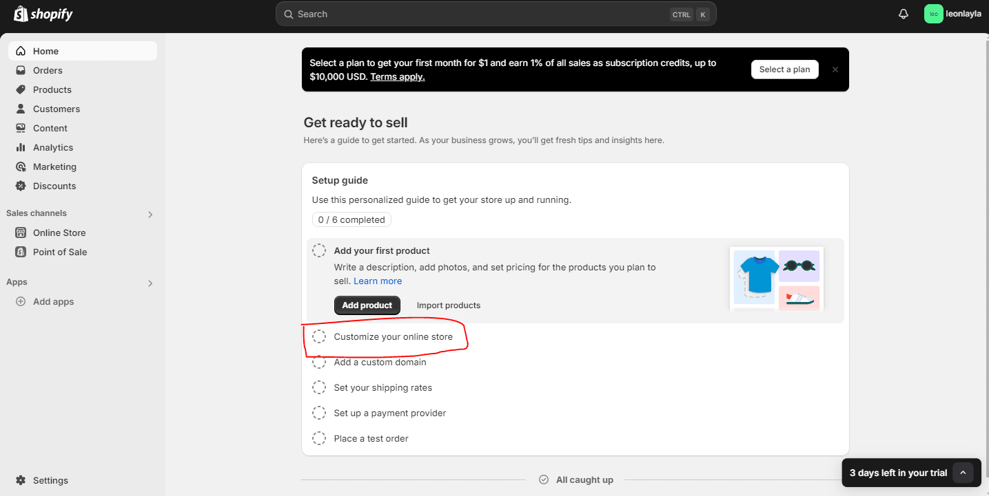 Personnalisez l’option de votre boutique dans Shopify. À partir de là, vous pouvez choisir de beaux thèmes pour votre boutique