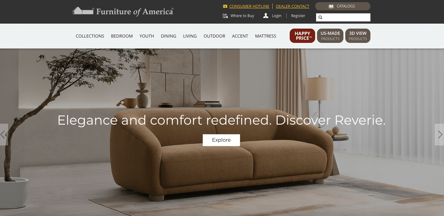 Furniture of America comporte parfois des articles en liquidation