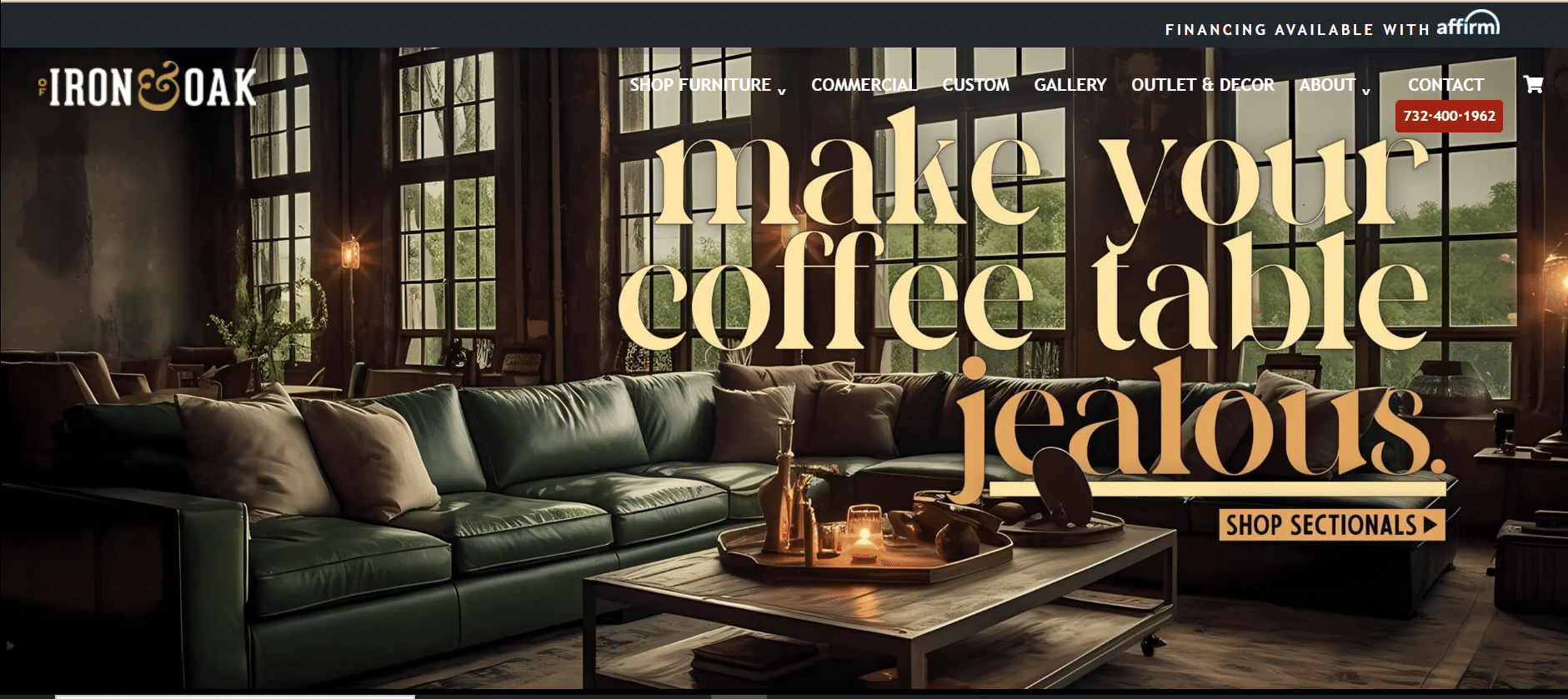 Capture d’écran de la page d’accueil de Iron and Oak