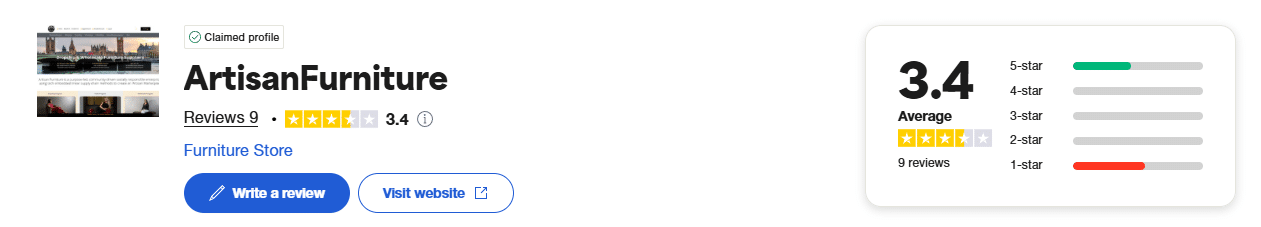 Meubles artisanaux Trustpilot