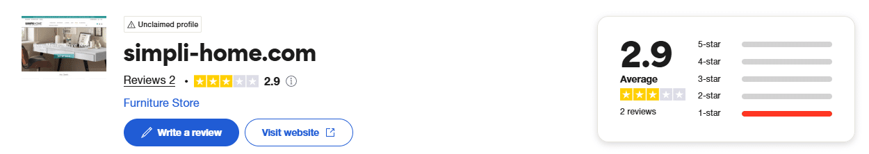 Simpli Home Trustpilot