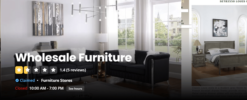 Vente en gros de meubles Yelp