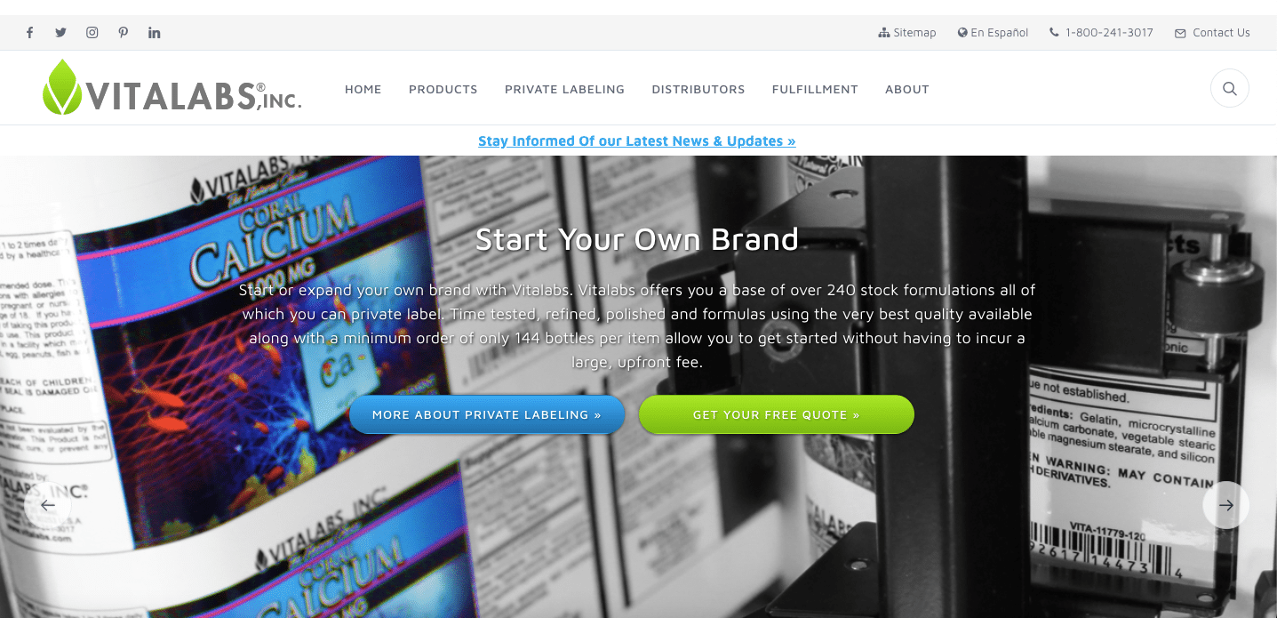 Vitalabs est un fournisseur de suppléments enregistré auprès de la FDA