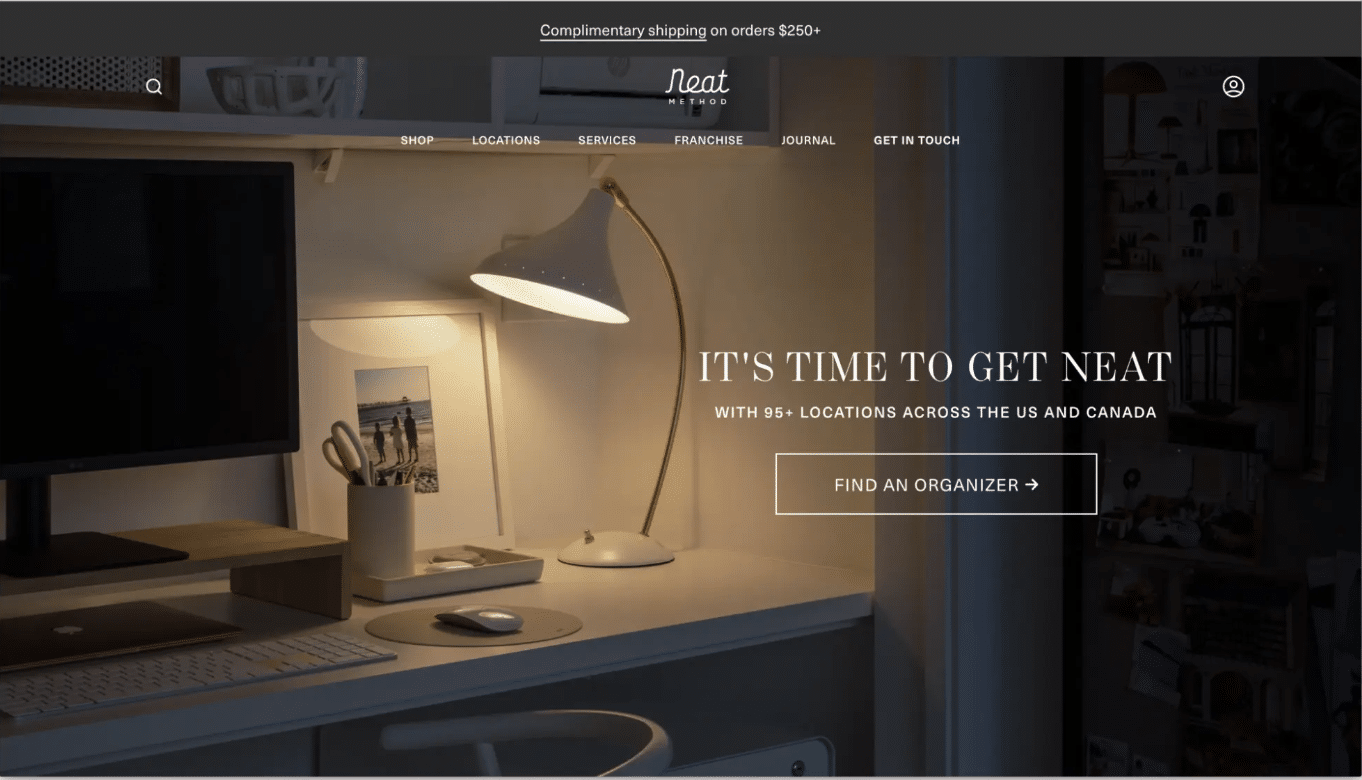 Capture d’écran de la page d’accueil de Neat Method