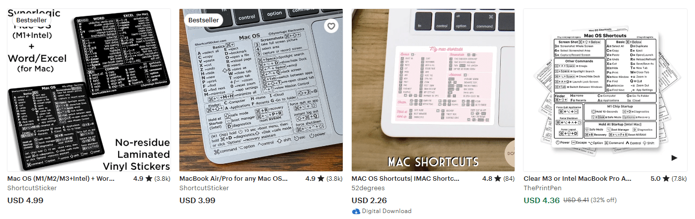 Autocollants de raccourcis MacBook