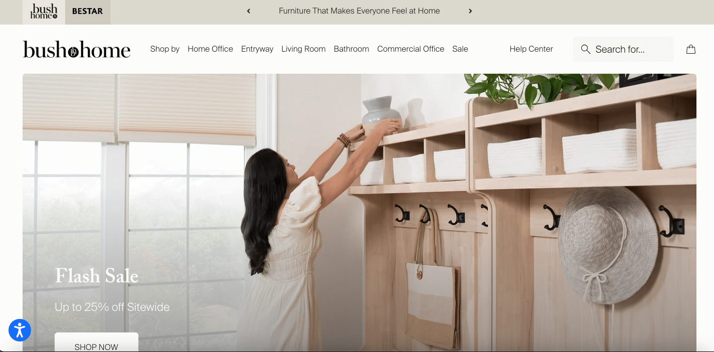 Bush Furniture permet également les achats par carte de crédit