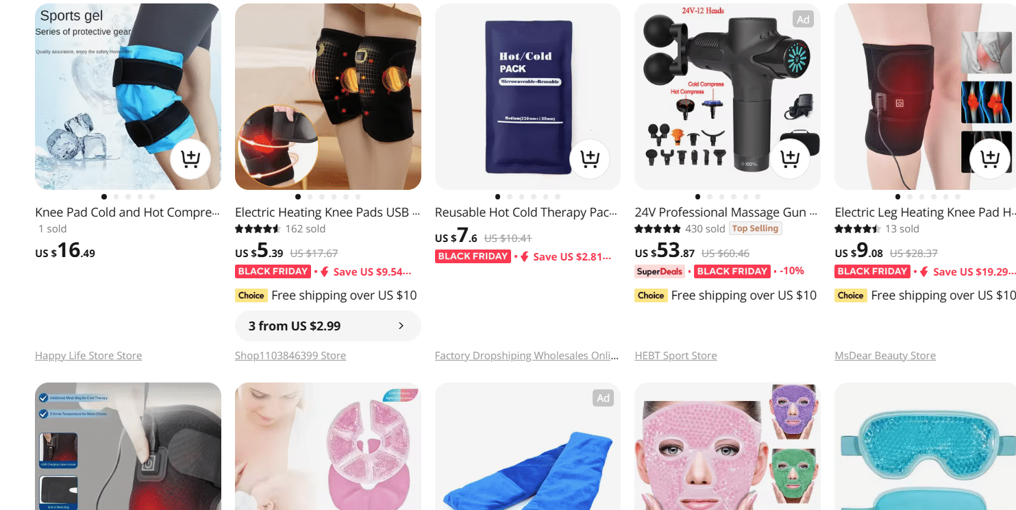 Compresses froides et coussins chauffants - Fournitures médicales Dropshipping