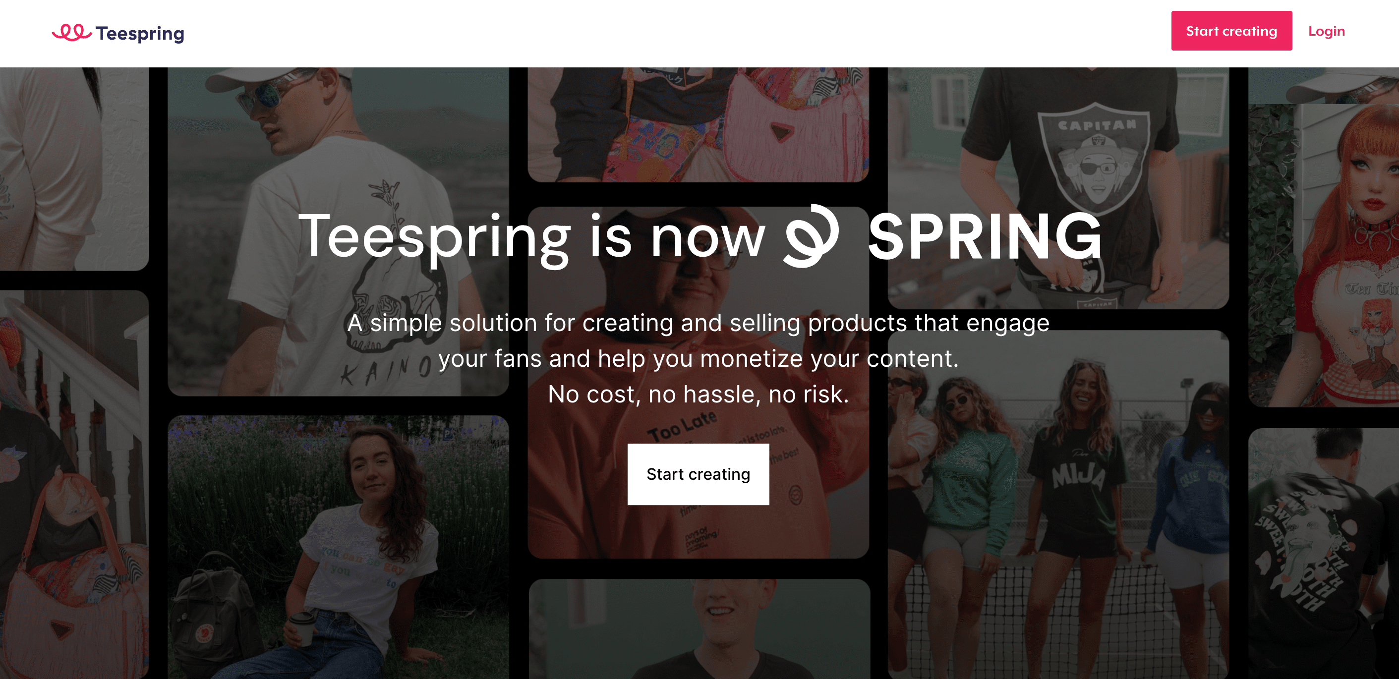 Teespring (maintenant Spring) est connu pour sa simplicité de fonction
