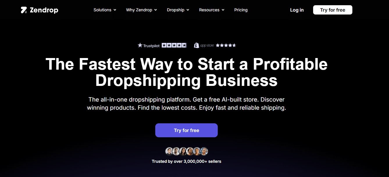 zendrop dropshipping service online store screenshot