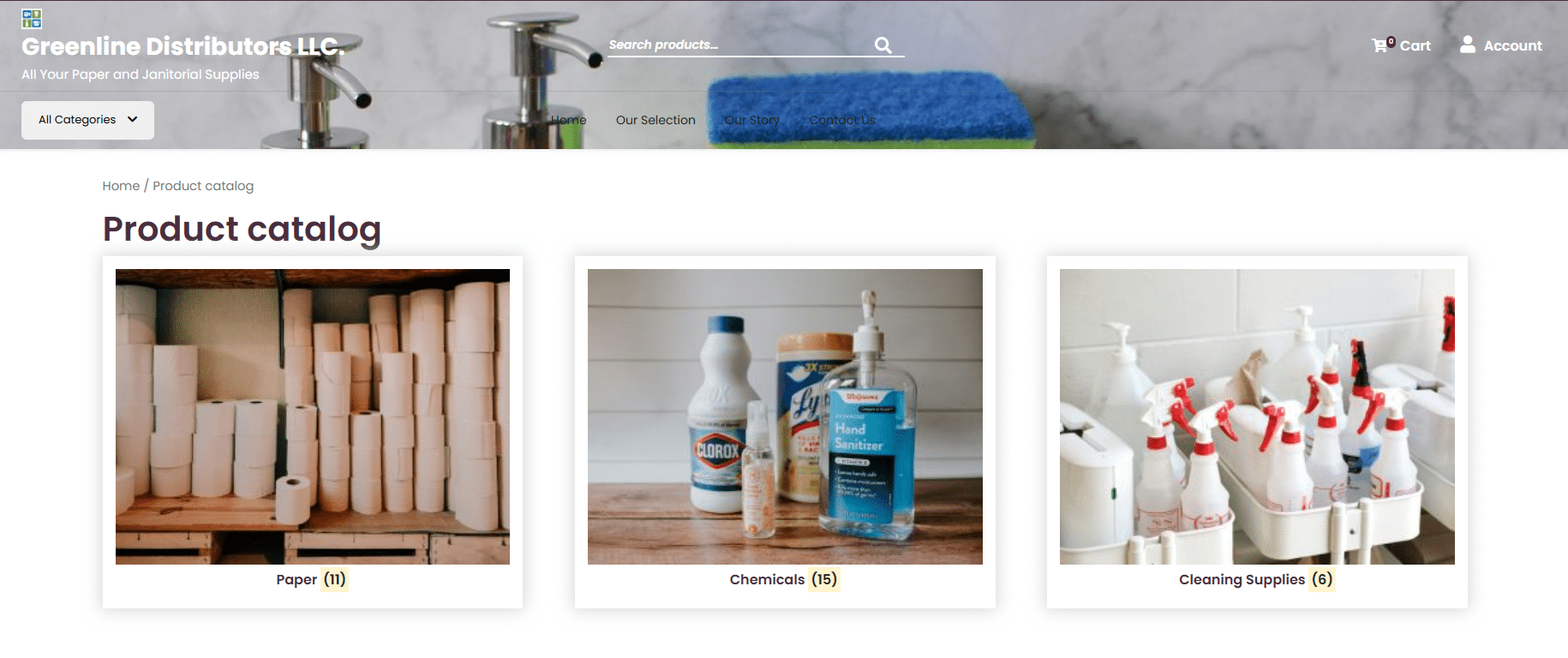greenline distributors product catalog screenshot