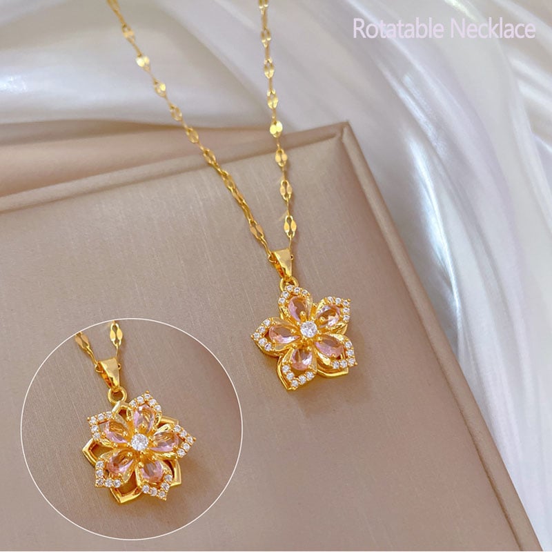 BloomSpin™ Zircon Flower Necklace