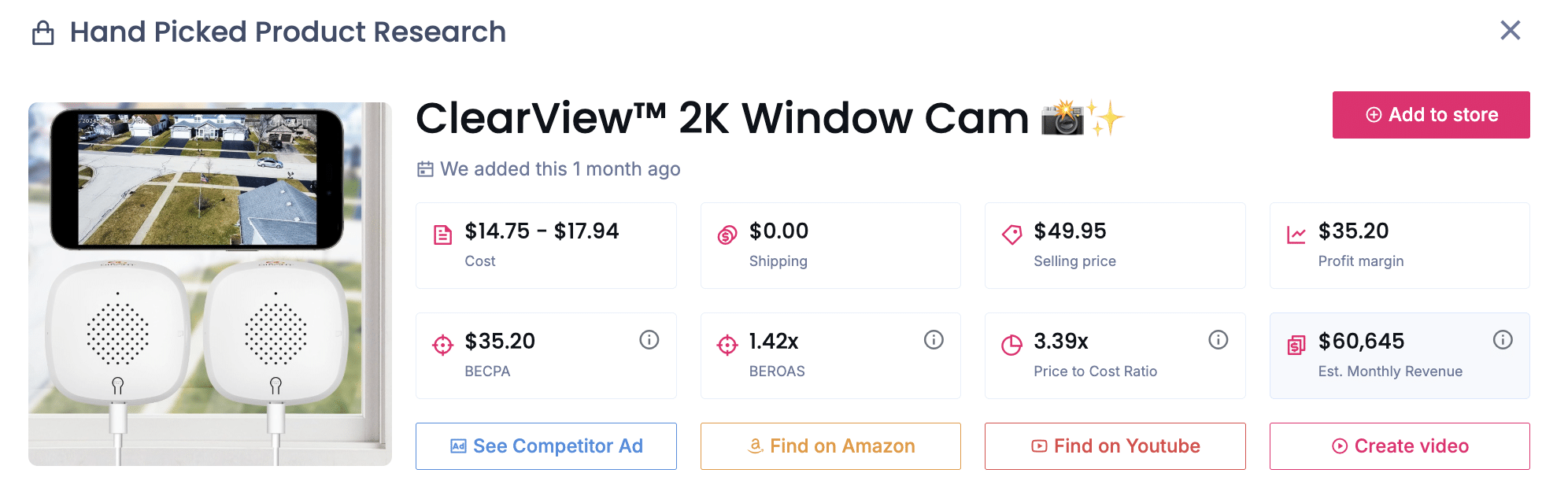 Cámara de ventana ClearView 2K