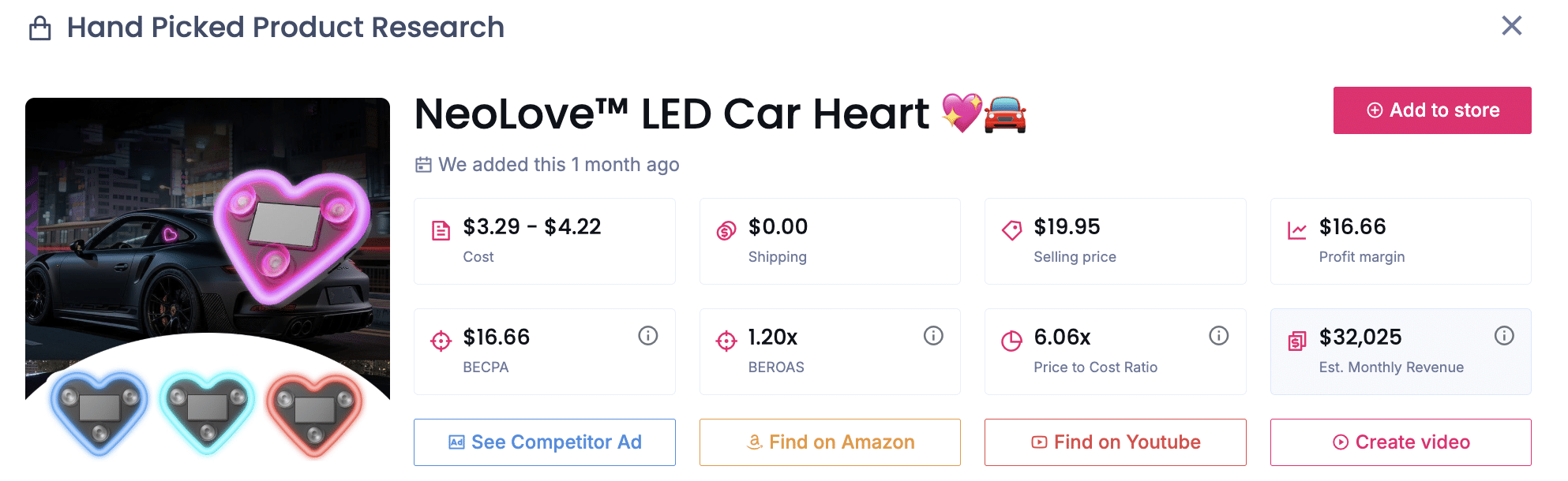 Corazón de coche LED NeoLove