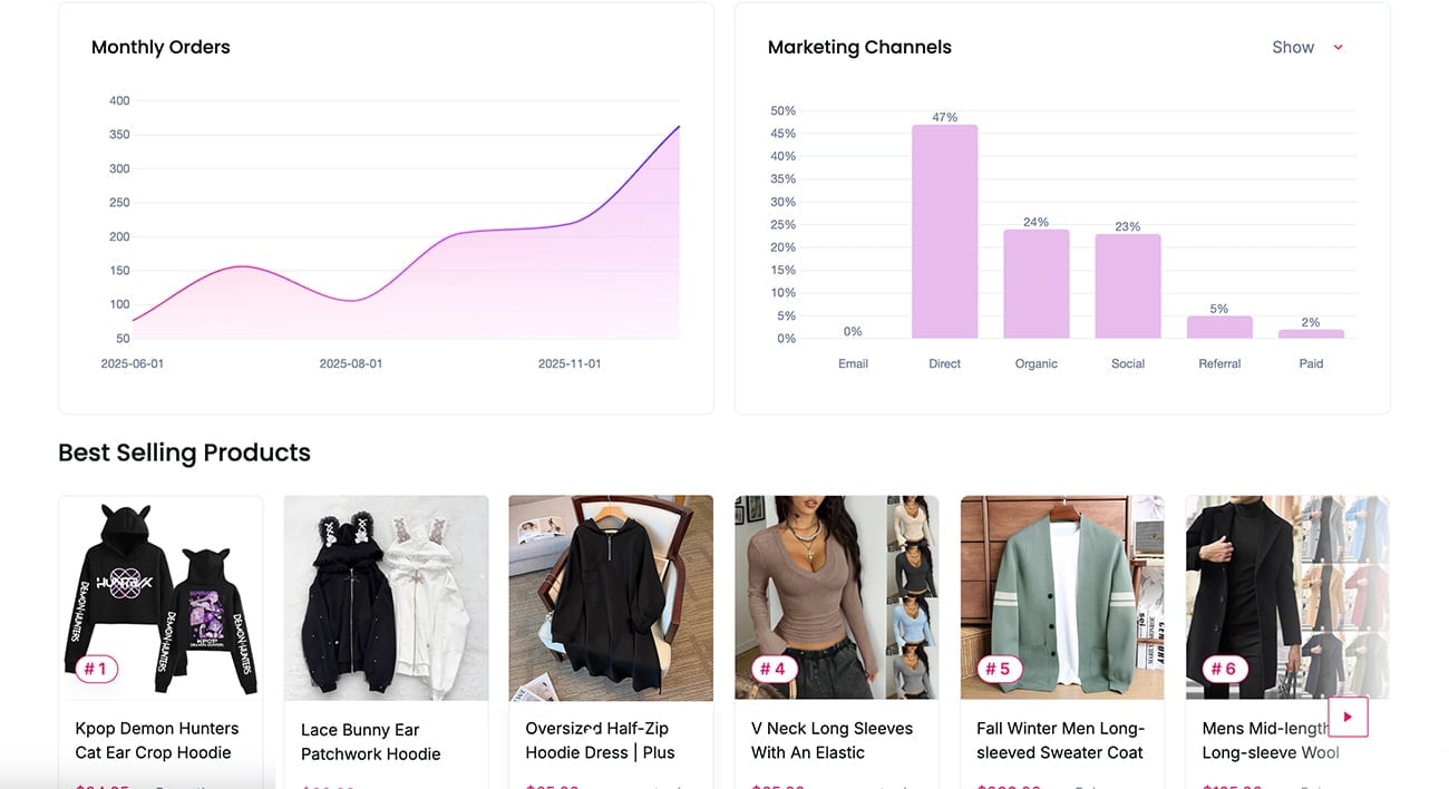 Sell The Trend Store Intelligence showing hoodie products