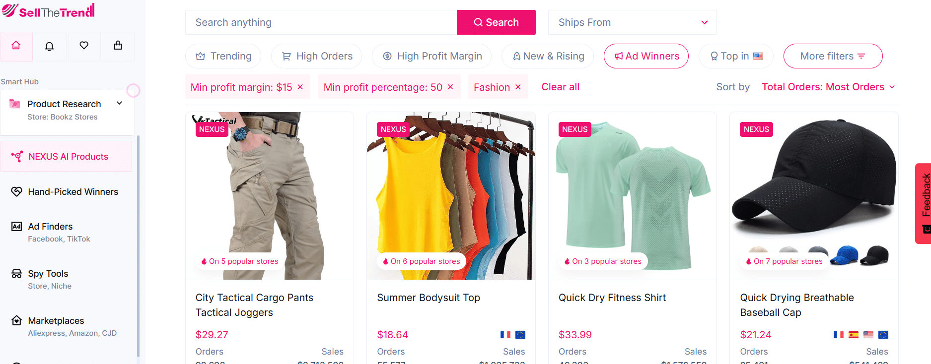 use sell the trend to test market demand and find winning products and emerging trends